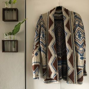 Western print cardigan